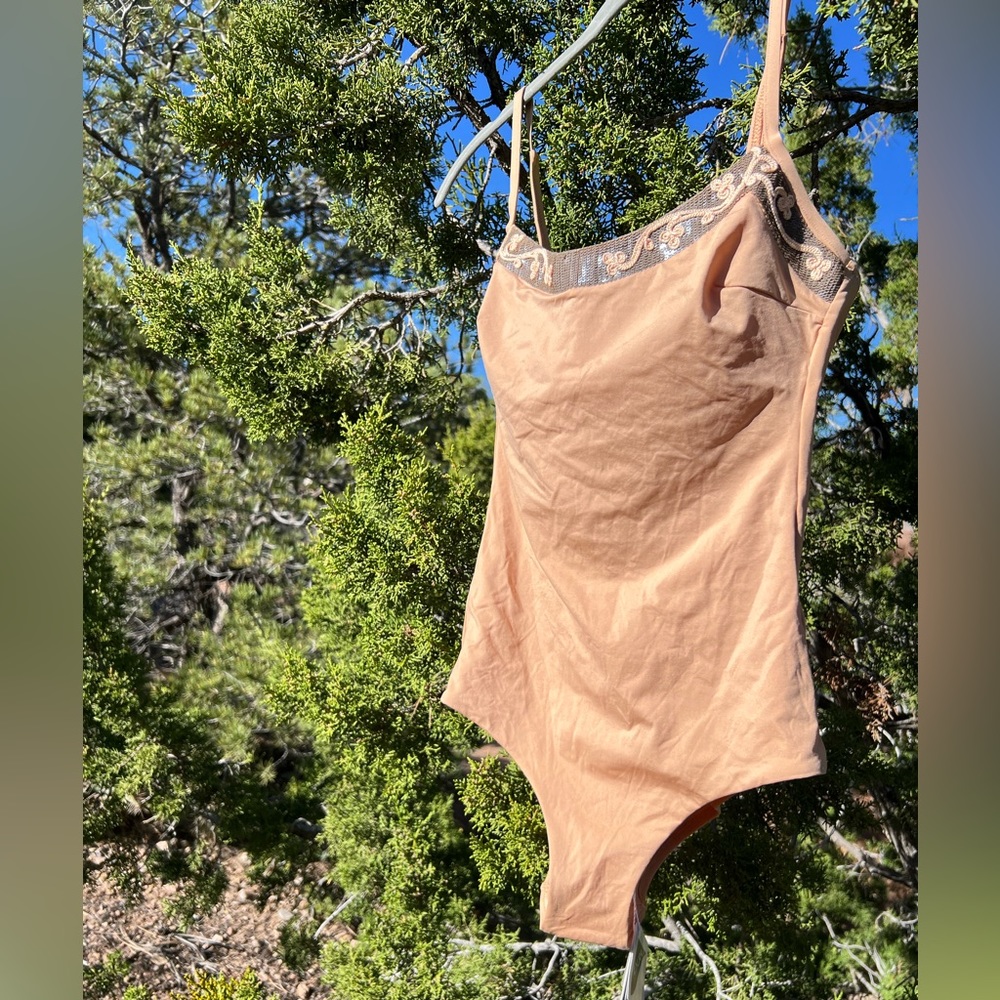 La Perla “Clematis” Nude Sequin Swimsuit NWT Size 8